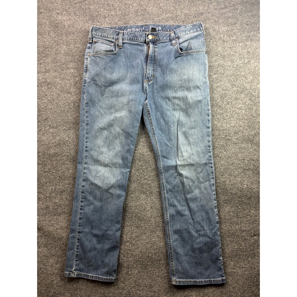 Carhartt Relaxed Fit Jeans Mens 38x30 Light Wash Denim Workwear 102804-984